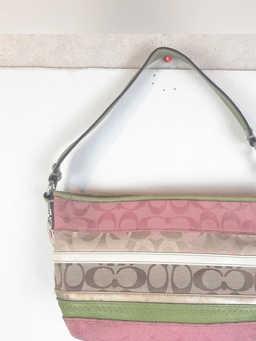 Coach Y2K Bleecker Daisy Patchwork Demi Bag Signature Canvas Pink Green F14725 - Picture 4 of 13